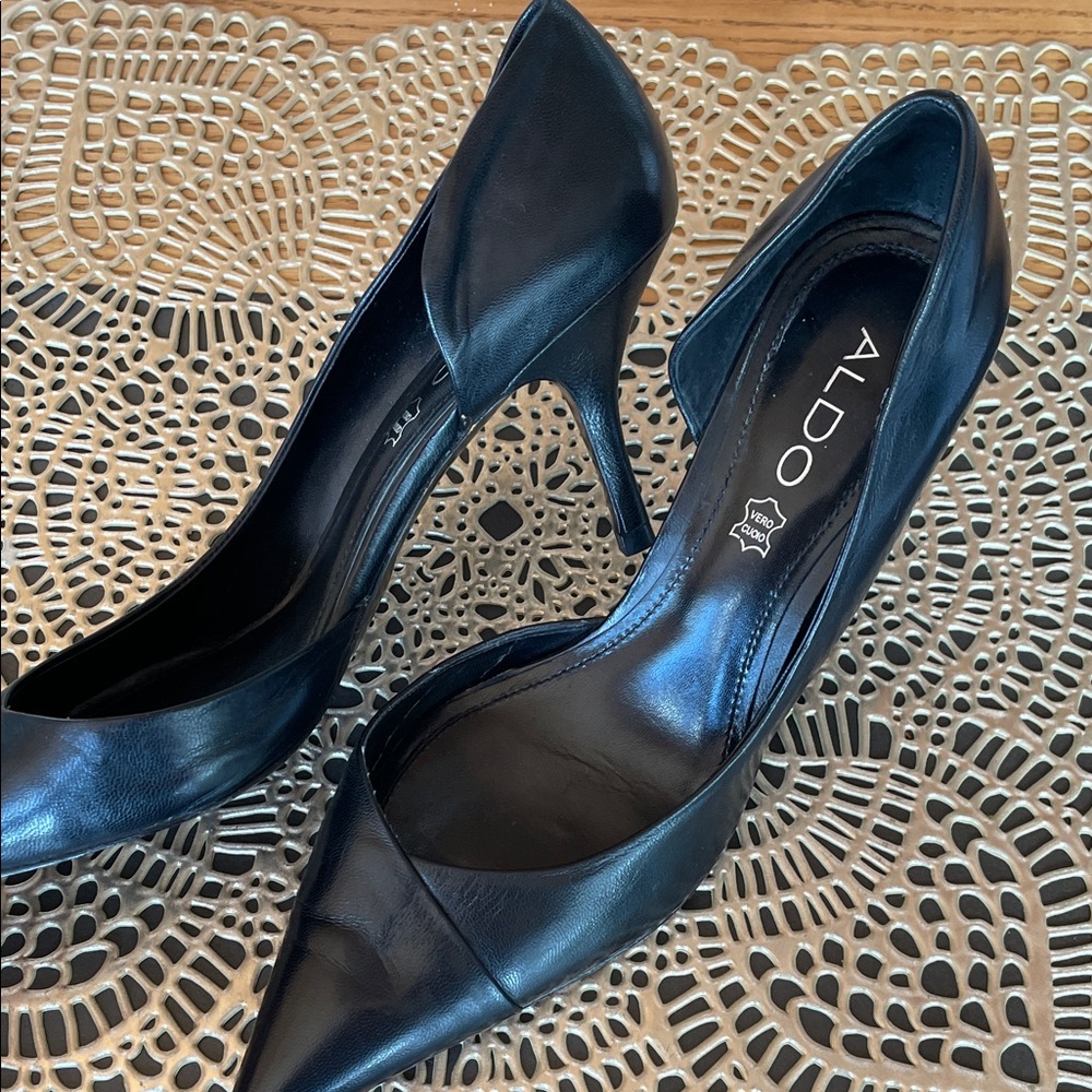 Aldo Sleek Leather Black Women's Heels 38